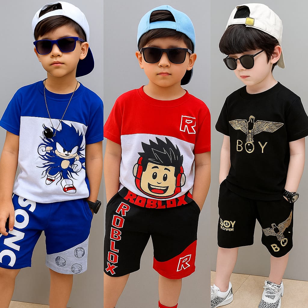 premium quality boys t-shirt 3pice combo set